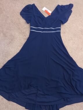 Ever Pretty Navy V-Neck Dress with Waist Trim